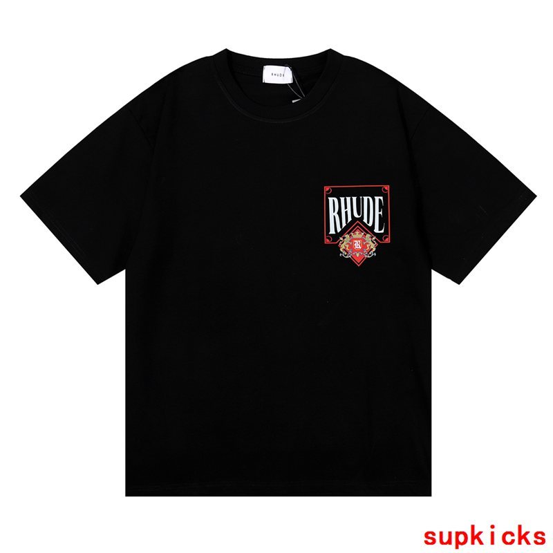 Side profile of Rhude luxury clothing with streetwear-inspired cut