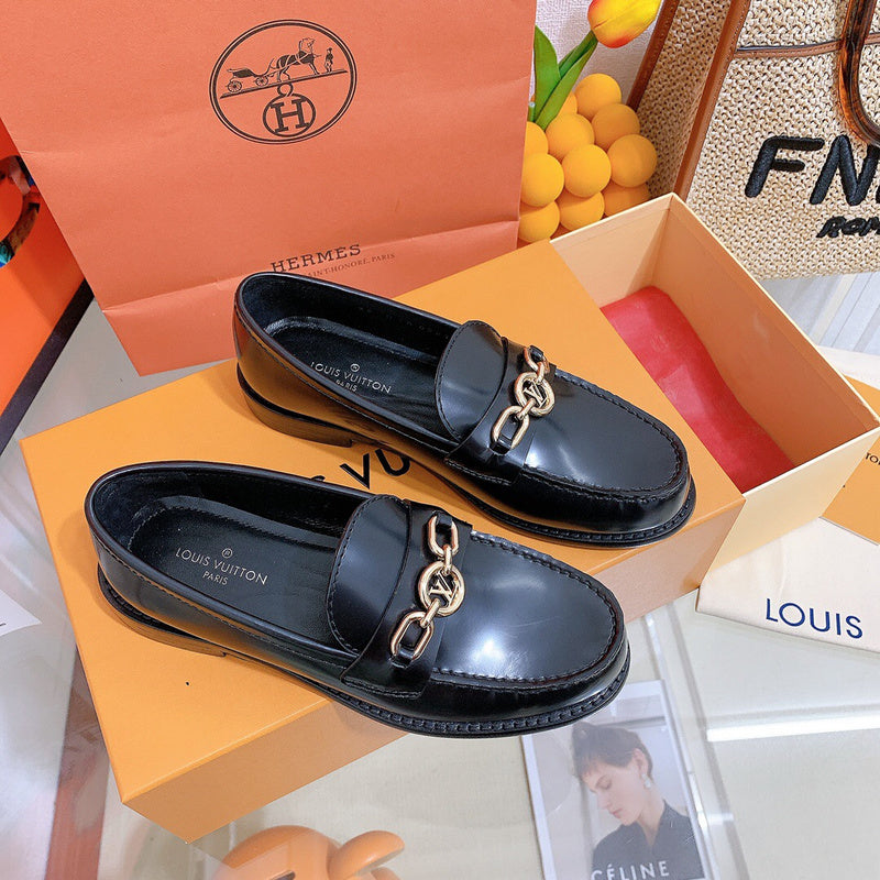 Louis Vuitton Beige Loafer Flats - Side Profile View