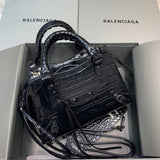 Statement Vegan Leather Handbag - Polished Finish | Women's Everyday Carry Handbag #322 - side angle view (image 2) of designer-inspired handbag