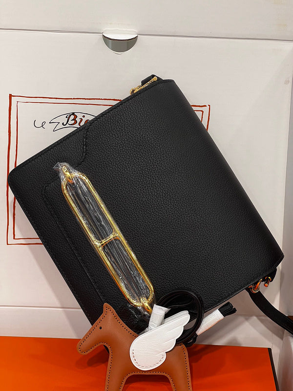 Understated bag shown from front angle