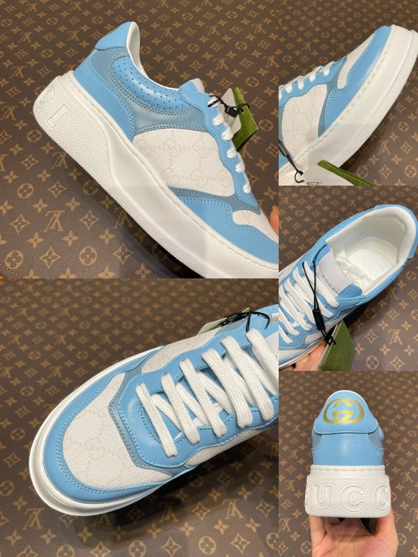 Side profile of Gucci crisp white sneakers heritage-inspired look