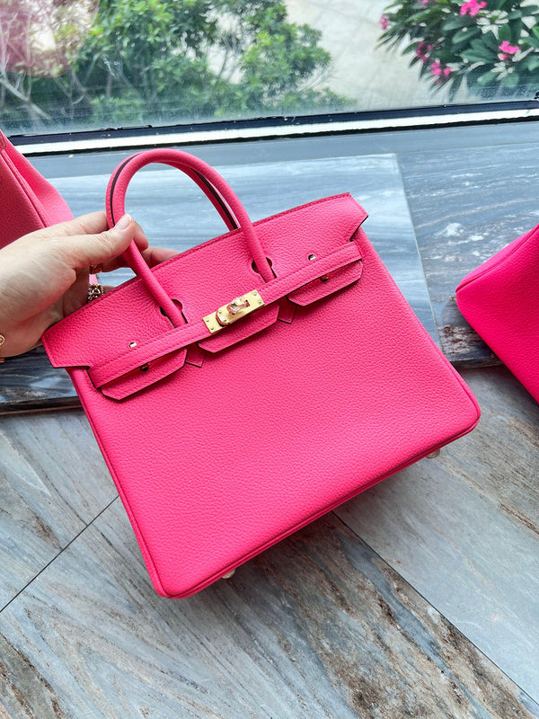 Side view of graceful structured handbag