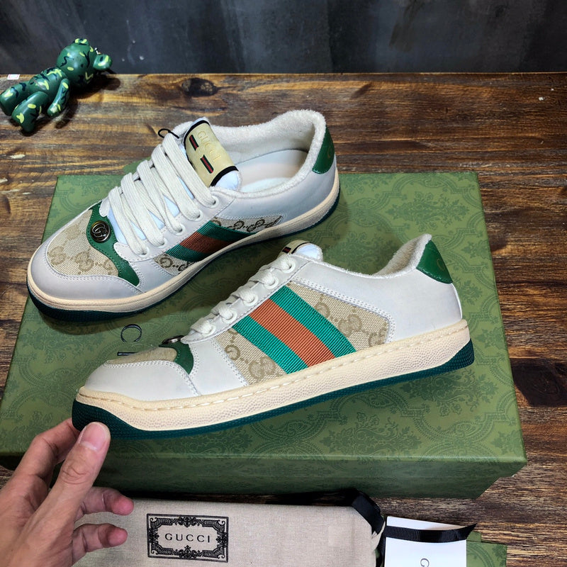Gucci stone beige luxury sneakers view 10 bold athletic profile