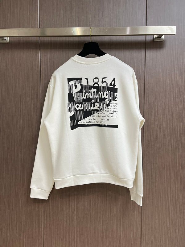 Side profile of Louis Vuitton luxury clothing with signature branding