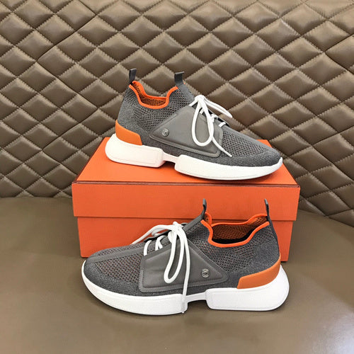 Hermès Tan Chunky Platform Sneakers - Full Silhouette View