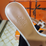 Hermès White Slide Sandals - Back View