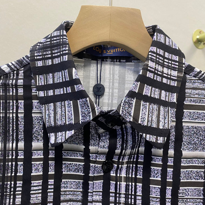 Close-up detail shot of Louis Vuitton luxury clothing with streetwear-inspired cut