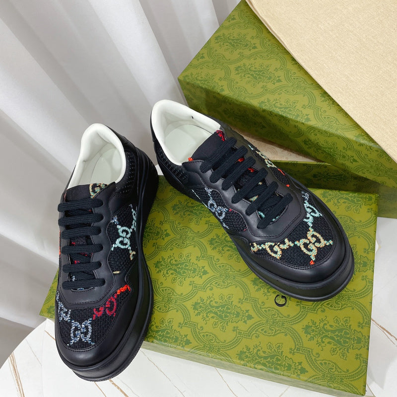 Gucci all-black luxury sneakers view 4 heritage-inspired look