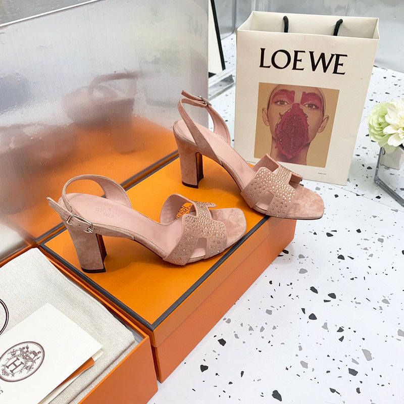 Hermès Tan Espadrille Wedge Sandals - Back View