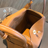Side view of sleek structured handbag
