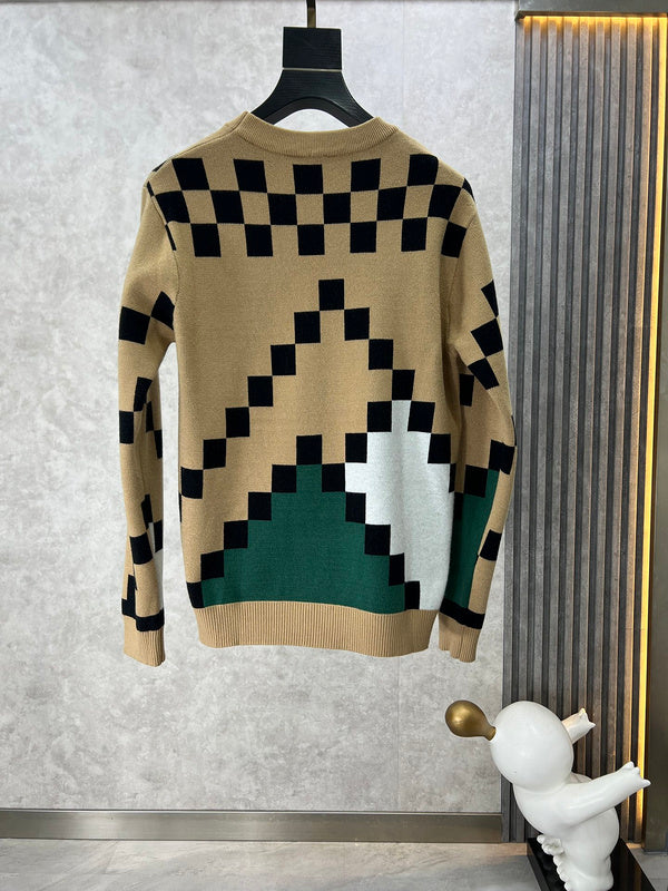 Side profile of Louis Vuitton luxury clothing with logo-detail design