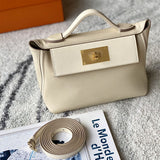 Side view of elegant structured handbag