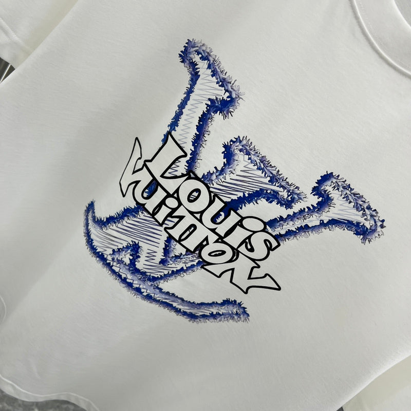 Flat lay presentation of Louis Vuitton cotton t-shirt with monogram-inspired silhouette