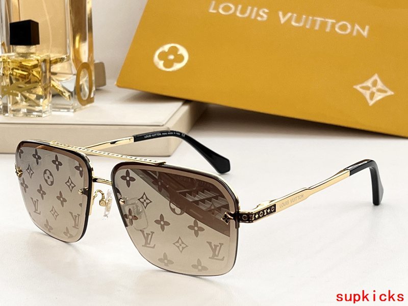 Close-up detail view of Louis Vuitton unisex sunglasses
