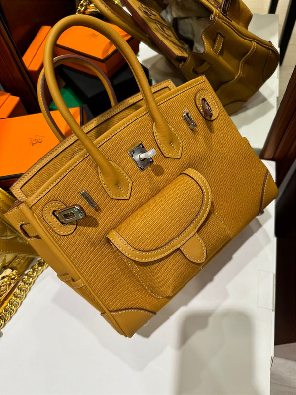 Side view of balanced structured handbag