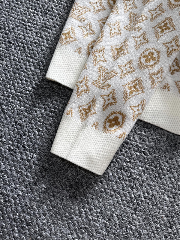 Front view of Louis Vuitton luxury clothing with logo-detail design