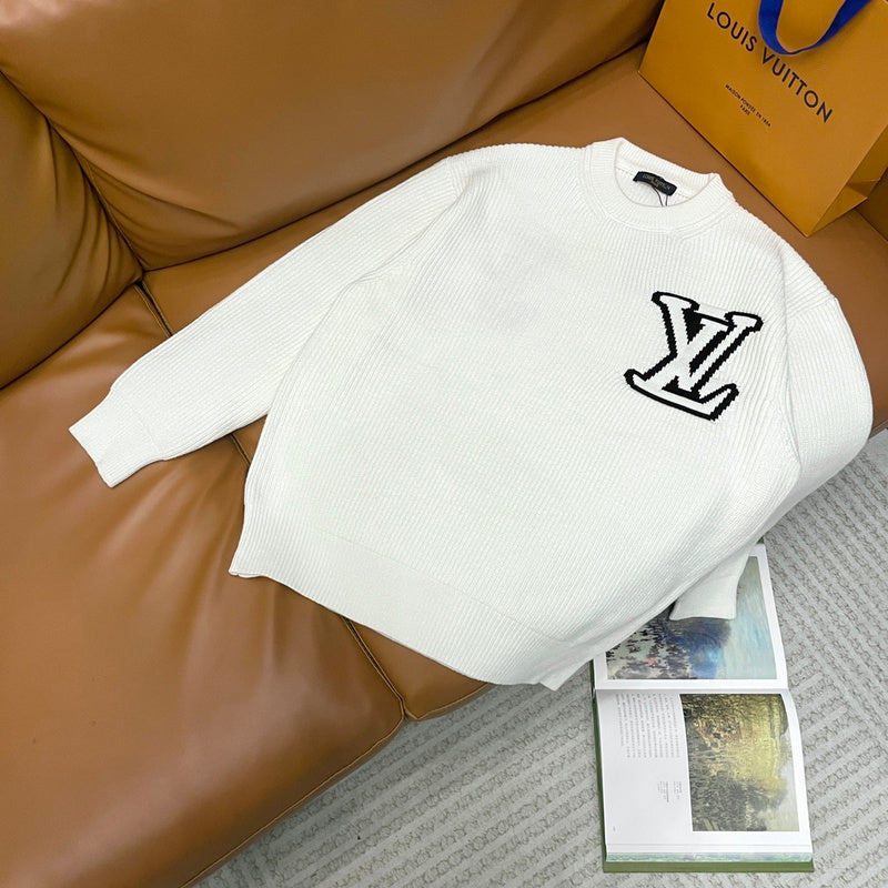 Front view of Louis Vuitton luxury clothing with monogram-inspired silhouette