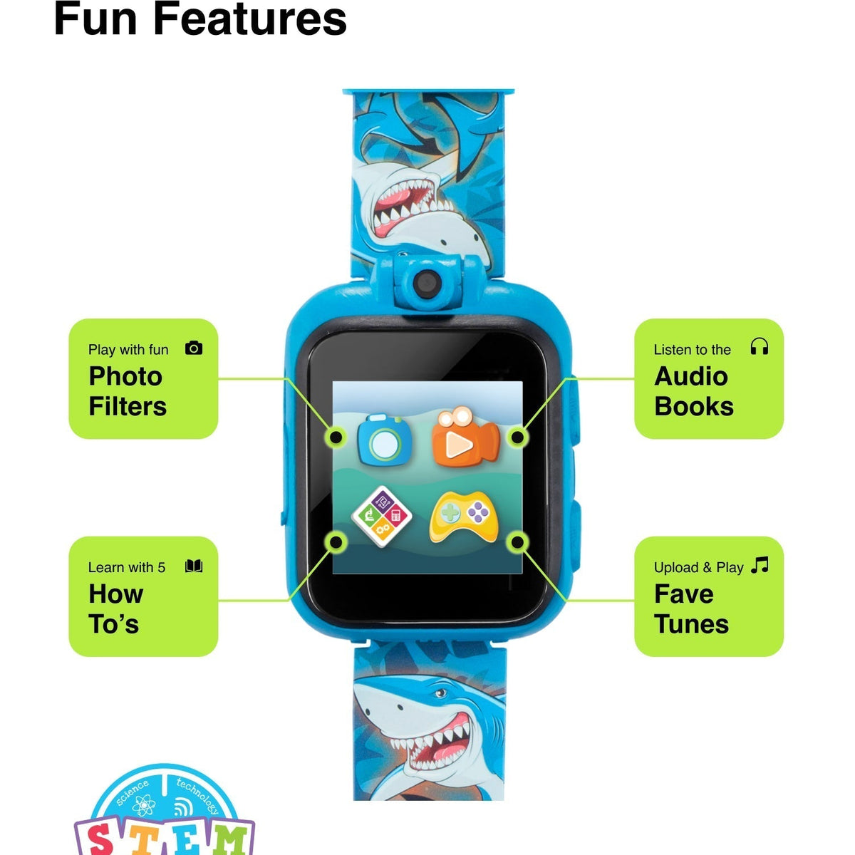 Close-up detail view of Playzoom Kids Smartwatch unisex blue watch