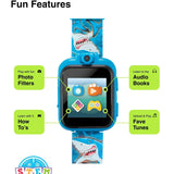 Close-up detail view of Playzoom Kids Smartwatch unisex blue watch