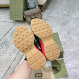 Side profile of Gucci two-tone sneakers minimalist modern build