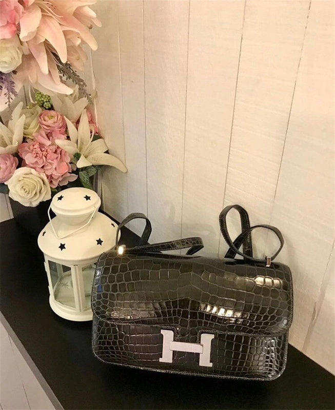 Side view of statement structured handbag
