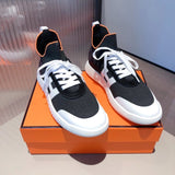 Hermès Burgundy Chunky Platform Sneakers - Front View