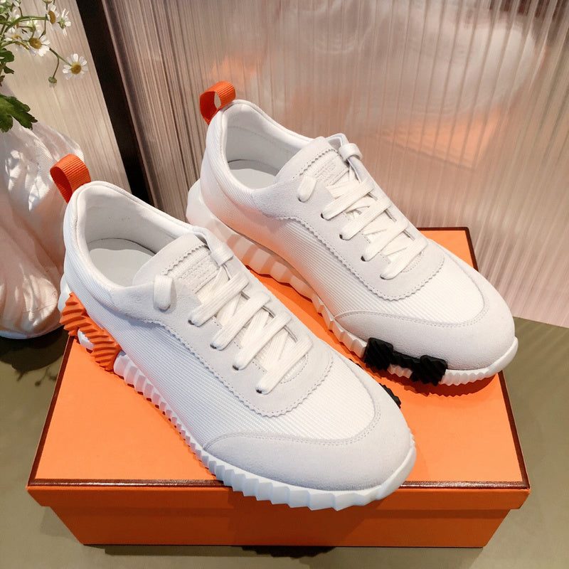 Hermès White High-Top Sneakers - Side Profile View