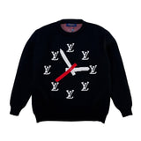Back view of Louis Vuitton luxury clothing with label-forward styling