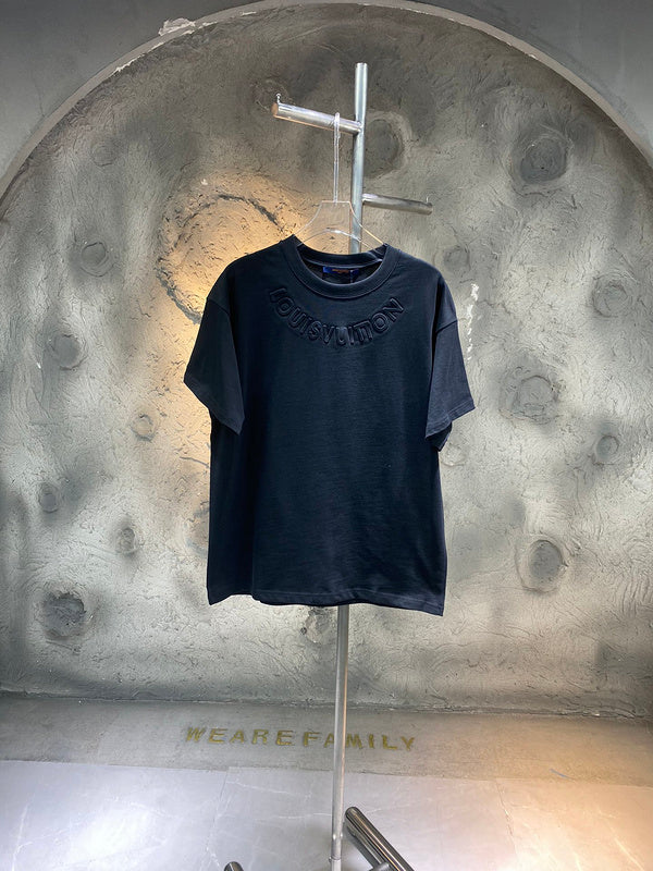 Front view of Louis Vuitton cotton t-shirt with runway-inspired design