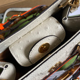 Close-up detail of classic signature women's handbag – women's luxury handbag