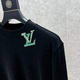 Flat lay presentation of Louis Vuitton luxury clothing with monogram-inspired silhouette