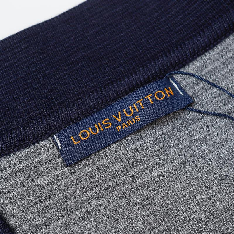 Close-up detail shot of Louis Vuitton luxury clothing with relaxed-fit cut