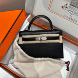  clean-lined structured bag detail view showing craftsmanship