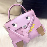 Understated bag shown from front angle