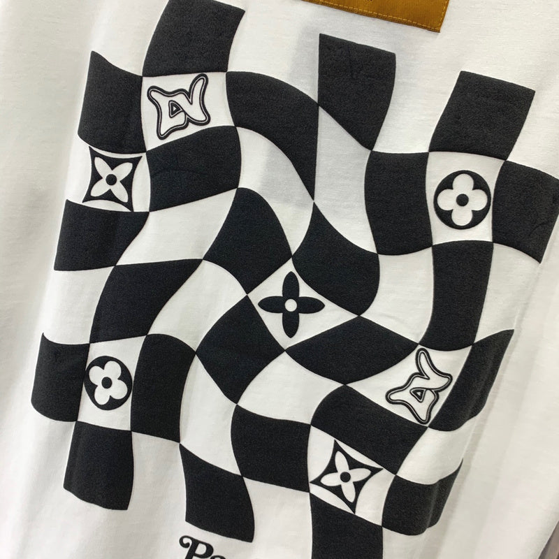 Close-up detail shot of Louis Vuitton cotton t-shirt with everyday silhouette