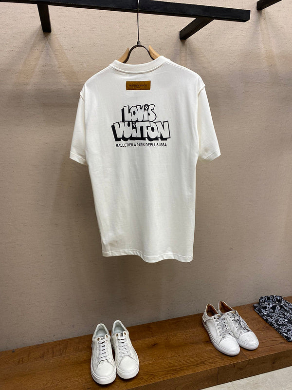 Side profile of Louis Vuitton cotton t-shirt with signature branding