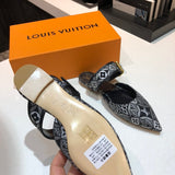 Louis Vuitton Camel Slingback Heels - Heel Detail View