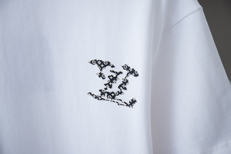 Full styled look of Louis Vuitton cotton t-shirt with monogram-inspired silhouette