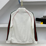 Side profile of Gucci luxury clothing with label-forward styling