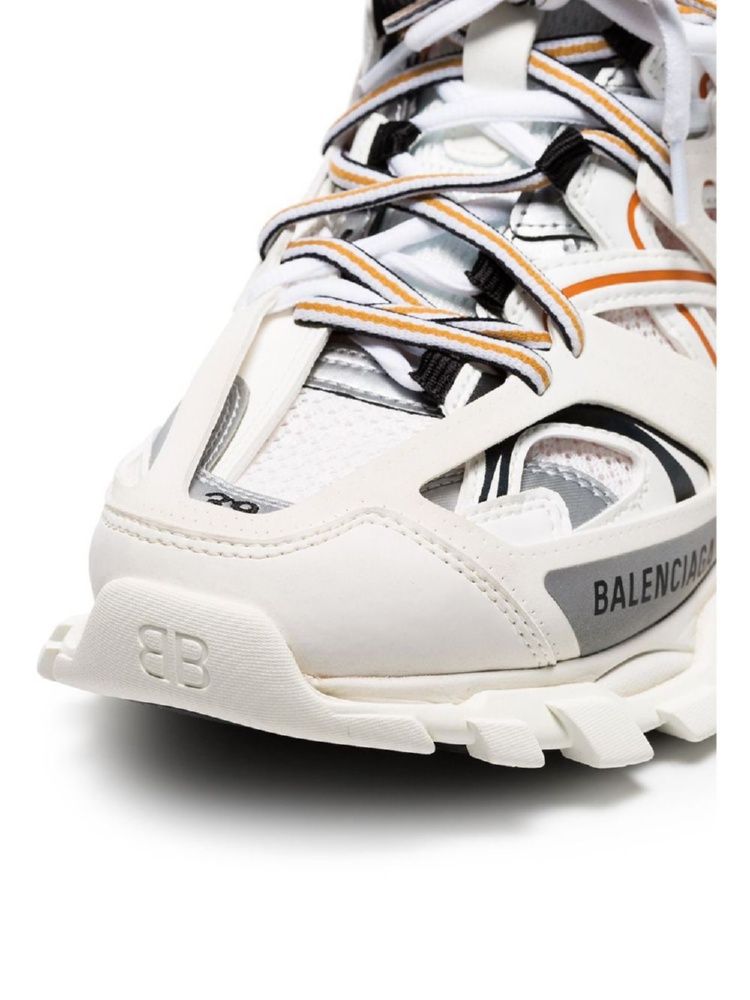 Close-up of Balenciaga sneakers hardware and fine stitching