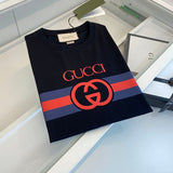 Close-up detail shot of Louis Vuitton cotton t-shirt with signature branding