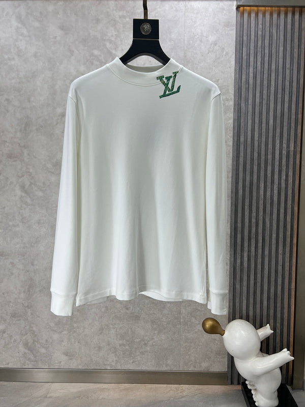 Front view of Louis Vuitton luxury clothing with monogram-inspired silhouette