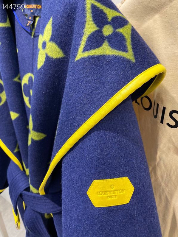 Close-up detail shot of Louis Vuitton luxury clothing with contemporary cut
