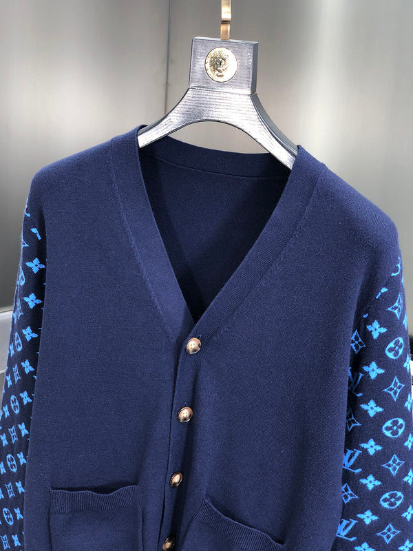 Front view of Louis Vuitton luxury clothing with signature branding