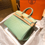 Side view of refined structured handbag