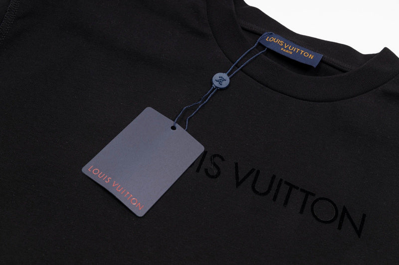 Flat lay presentation of Louis Vuitton cotton t-shirt with monogram-inspired silhouette