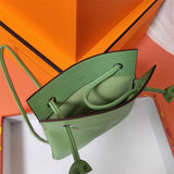 Side view of classic structured handbag
