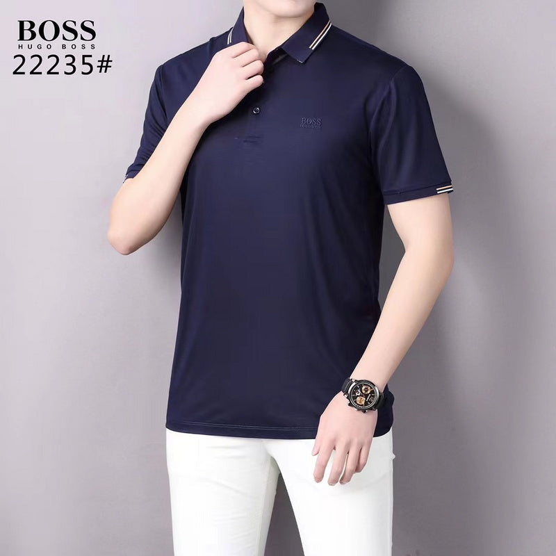 Side profile of Polo cotton polo shirt with logo-detail design