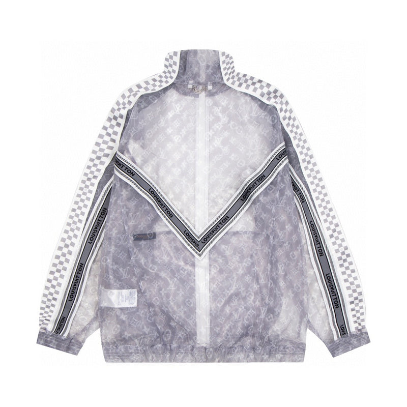 Side profile of Louis Vuitton luxury clothing with monogram-inspired silhouette