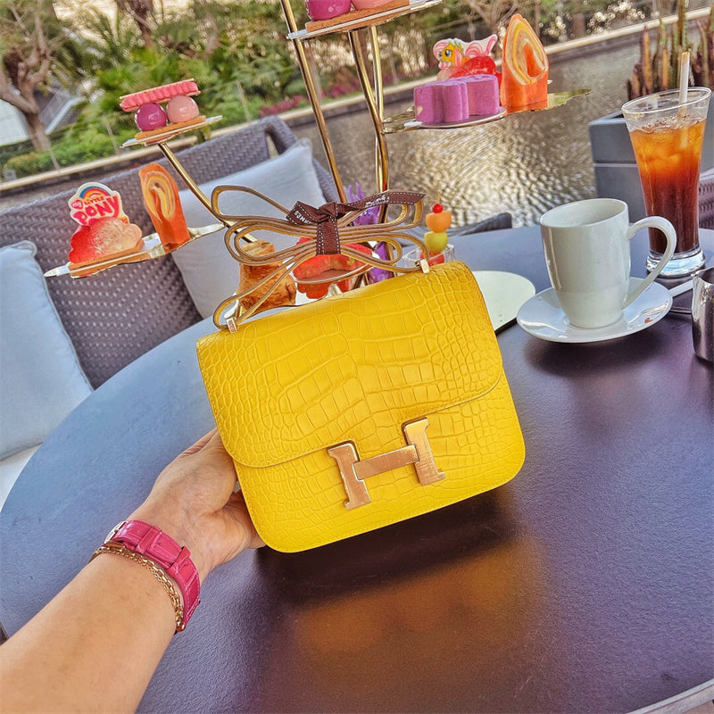 Side view of timeless structured handbag